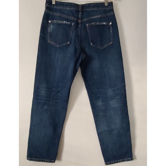 Anthropologie Pilcro The Vintage Straight Jeans Sz 27 Distressed Dark Wash NWOT - Picture 4 of 12